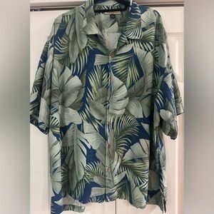 Tommy Bahama Silk Tropical Leaf Print Button-Up Shirt Size XXL